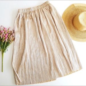 Final Sale JOA Gold Pleated Metallic Skirt